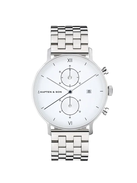 Kapten & Son Ceas analogic Small Chrono Steel argintiu