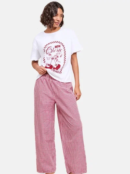 Friends Like These Pijama roșu cireș alb