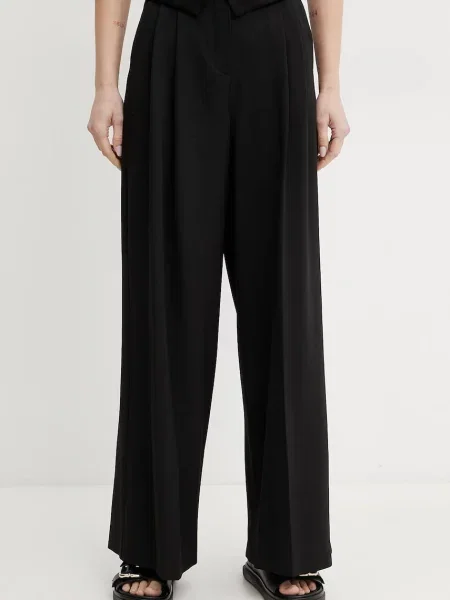 Hlače s primesjo kašmirja Weekend Max Mara črna