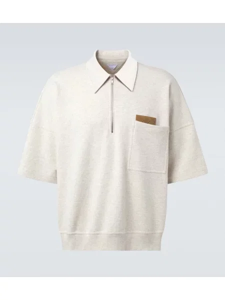 Tricou polo Bottega Veneta din jerseu bej