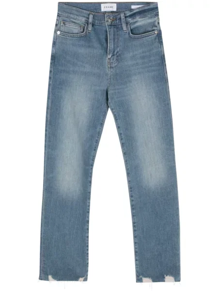 Proste jeansy Frame z wysoką talią niebieskie