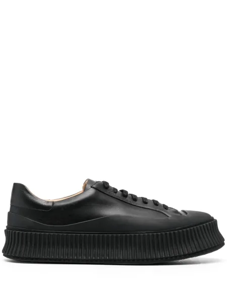 Sneakerși Jil Sander cu șireturi din piele cu platformă negru