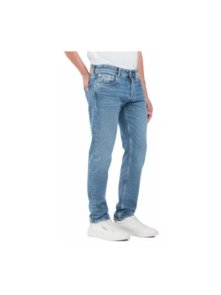 Jeansy straight leg Replay niebieskie