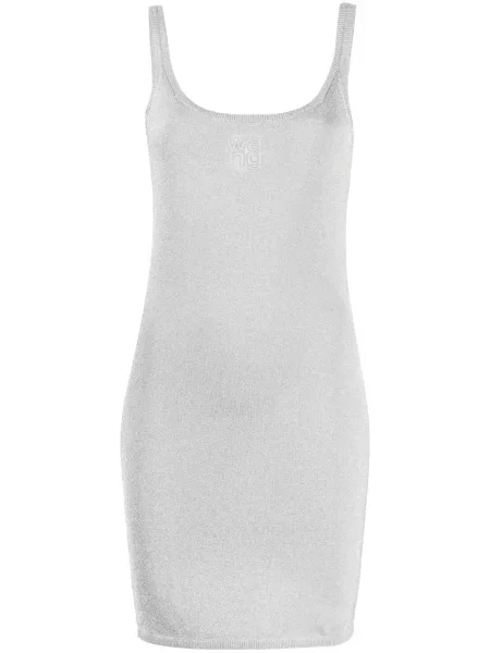 Rochie mini Alexander Wang tricotate scurtă de costum argintiu