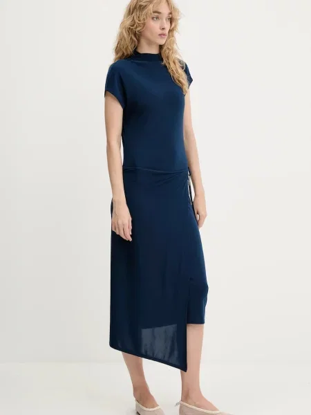 Calvin Klein Sukienka Z Dżerseju W Stylu Kopertowym blau granatowa