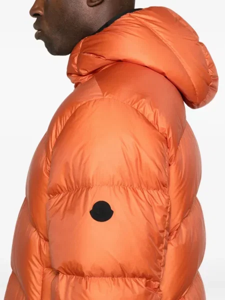 Geacă Moncler cu glugă portocaliu