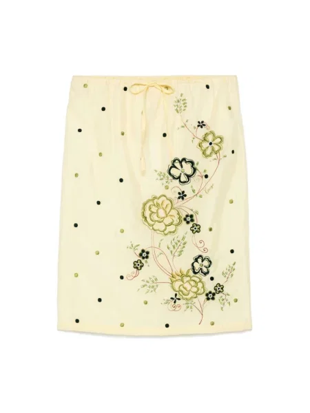 Haftowana spódnica midi Kenzo do kolan beżowa
