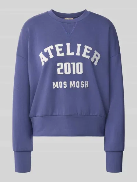 Bluza o kroju relaxed fit z mieszanka model Nima' Mos Mosh niebieska