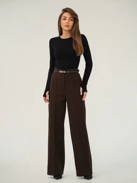 Вовняні Штани повсякденні ISSA Plus темно-коричневий коричневі