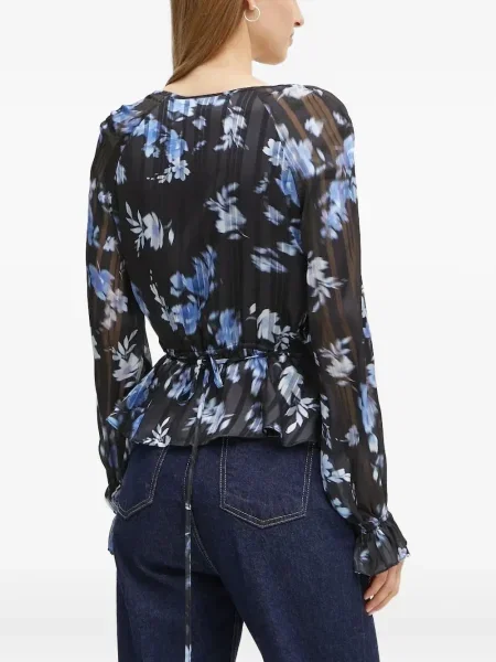 Bluză Guess cu model floral cu imagine plic negru