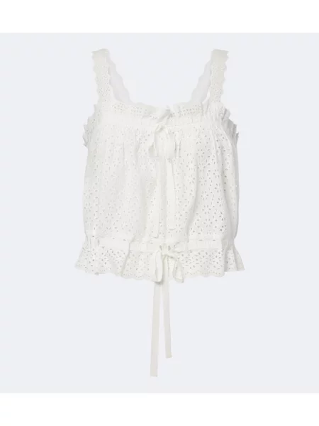 Top Ulla Johnson cu broderie alb