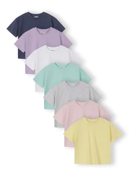 MINOTI Tricou bleumarin / turcoaz / galben / gri amestecat / mov liliachiu / roz alb