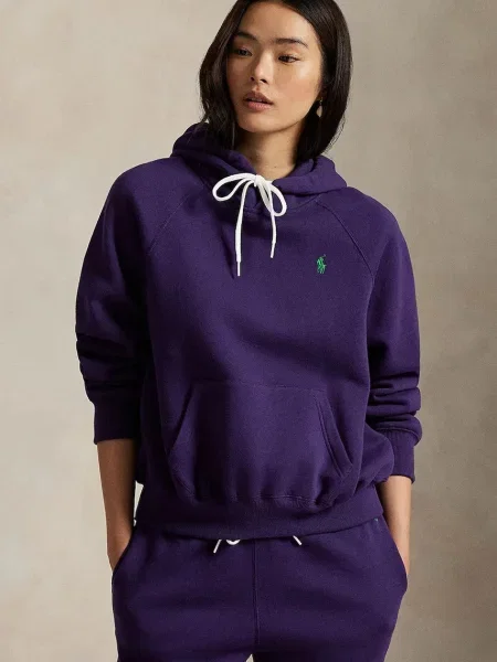 Pulover Polo Ralph Lauren s kapuco vijolična