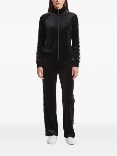 Pantaloni Versace Jeans Couture de catifea cu dungi alergare negru