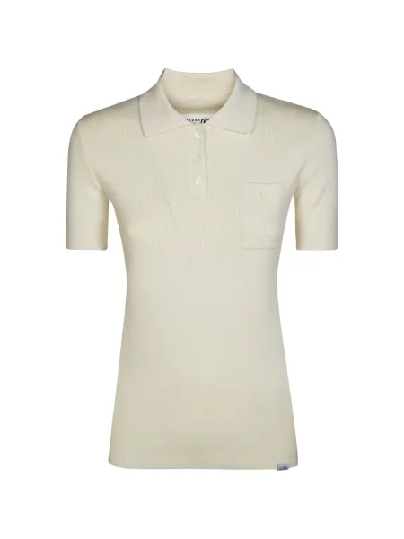 Tricou polo Mm6 Maison Margiela tricotate alb