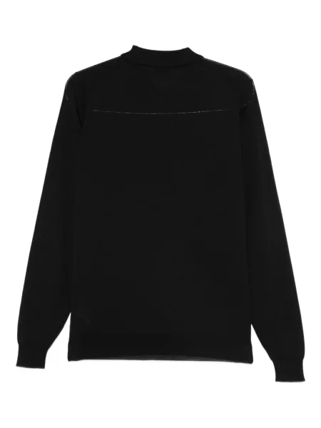 Lung tricou polo John Smedley negru