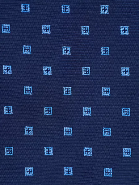 Cravată Kiton de mătase cu imprimeu geometric albastru