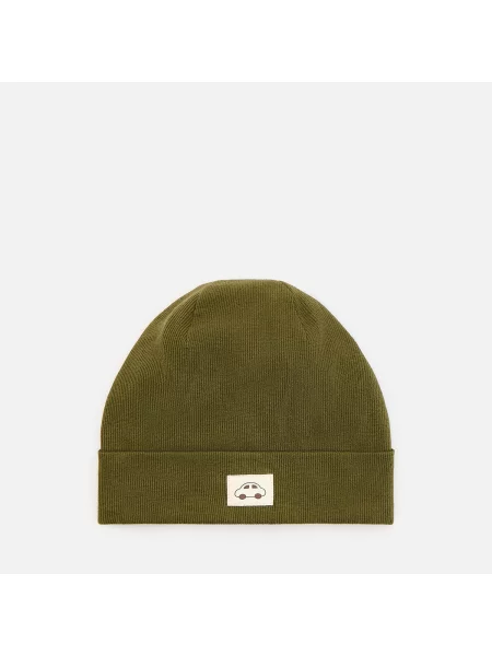 Reserved Pamutban gazdag beanie sapka rátéttel zöld