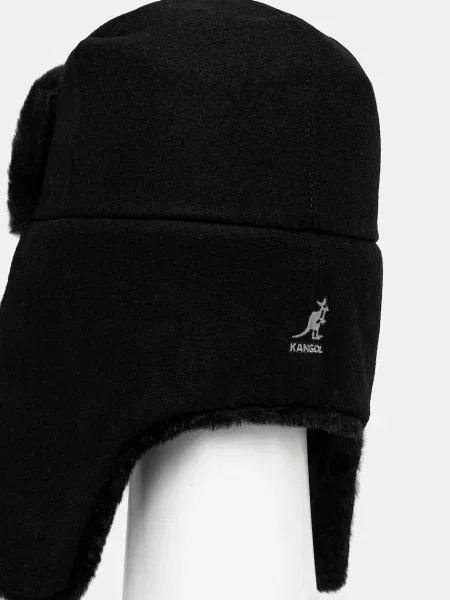 Шапка з домішкою вовни Kangol Wool Ushanka з товстого трикотажу чорний