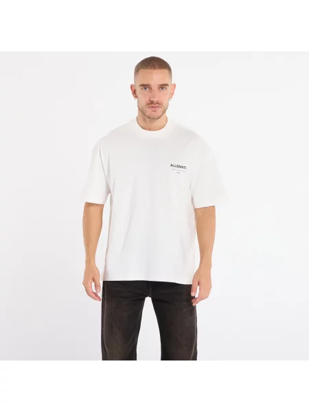 Тениска AllSaints Underground Ss Crew Ashen White M бяло