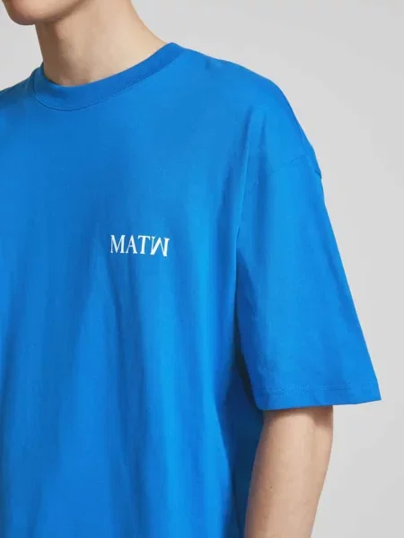 T-shirt o kroju oversized z nadrukiem z logo Review X Matw niebieska