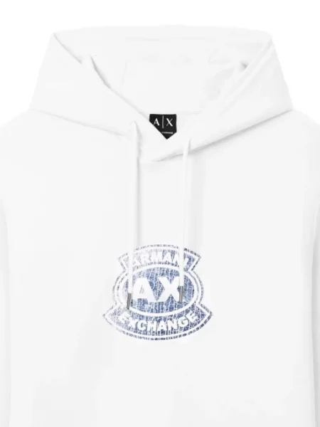 Kapucnis melegítő felső Armani Exchange nyomtatás fehér