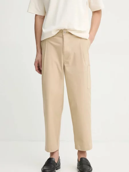 Drôle de Monsieur pantaloni Le Pantalon Cropped Twill bărbați drept bej