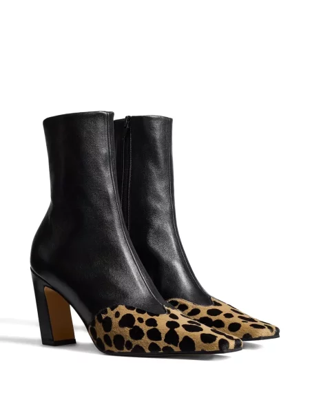 Botine Khaite cu imagine cu vârf pătrat negru