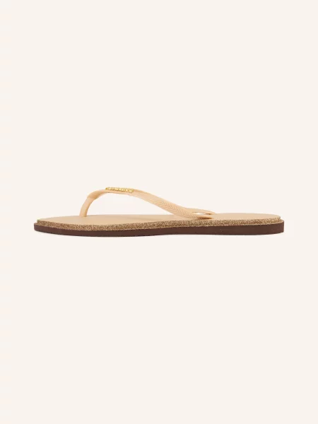 Havaianas Prstové Sandály Slim Point Glitter hnědá / zlatá béžová