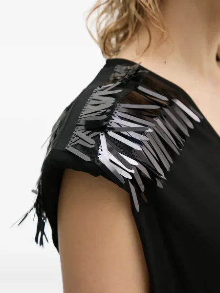 Rochie maxi Bruuns Bazaar cu paiete cu decolteu în V de costum negru