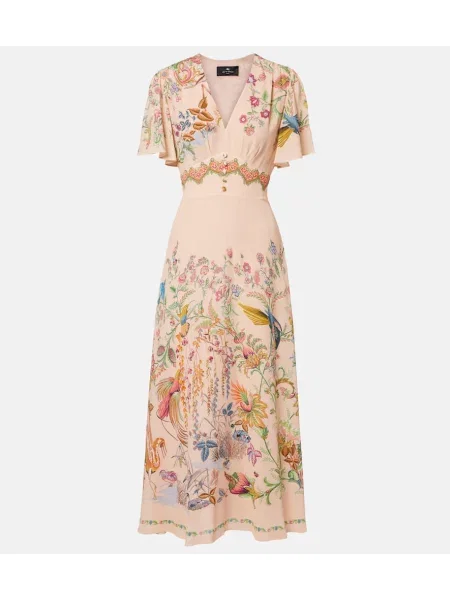 Rochie midi Etro cu imagine până la genunchi de costum roz