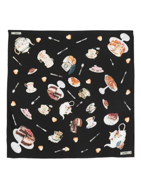 Fular Moschino de mătase cu imagine negru