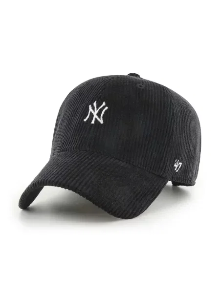 47 brand kapa s šiltom rebrasti žamet MLB New York Yankees črna