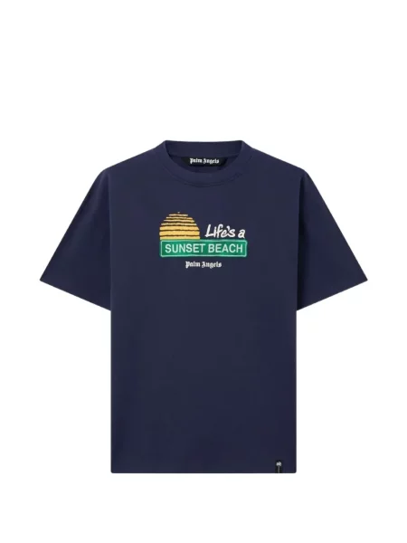 Tricou Palm Angels cu imagine albastru