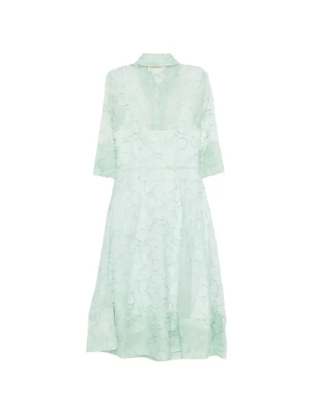 Rochie Genny cu paiete cu model floral de costum verde