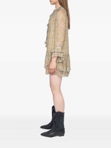 Костюм мини рокля Zadig&voltaire с волани с пейсли десен