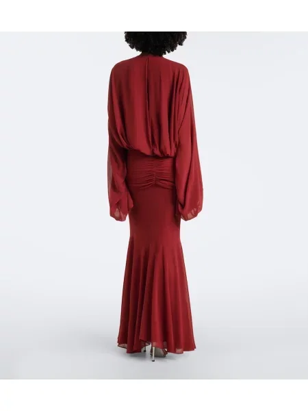 Rochie maxi De La Vali din șifon roșu