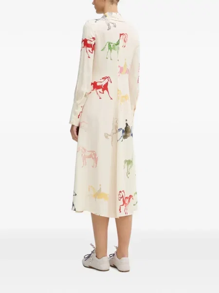 Lung rochie midi Stine Goya cu imagine alb