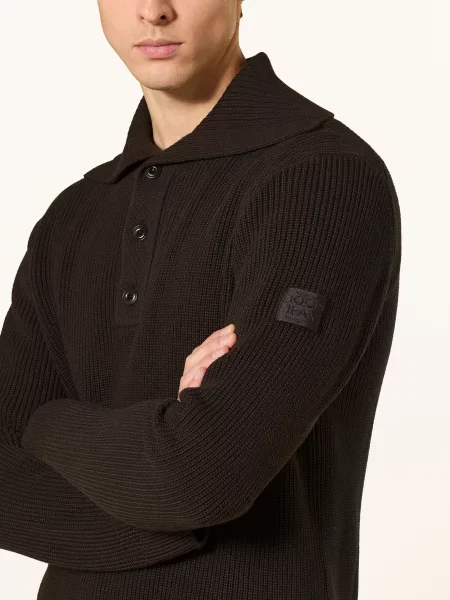 Joop! Jeans Sweter Typu Troyer Haspit braun