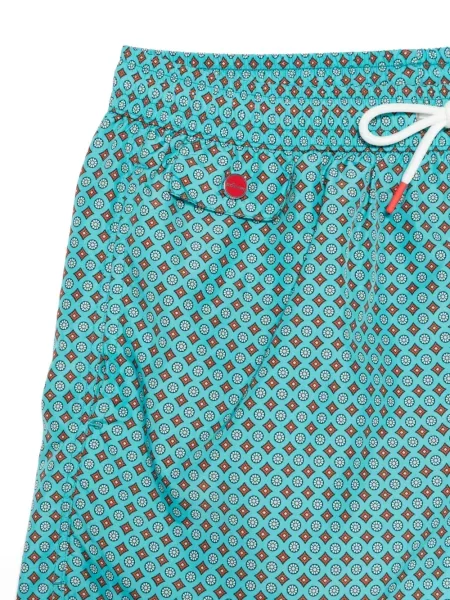 Slip de baie Kiton cu imagine cu imprimeu geometric albastru