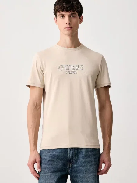 Guess T-shirt z beżowa