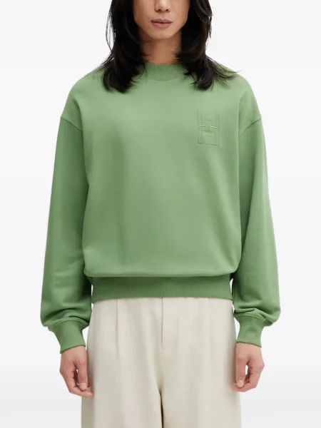 Hanorac crewneck Lacoste cu broderie cu decolteu rotund verde