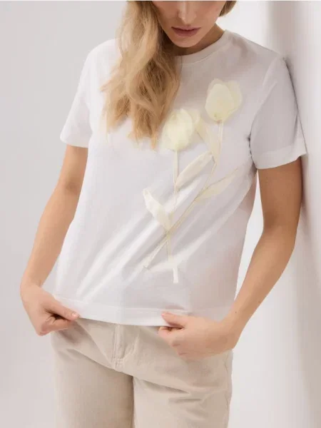 Reserved Tricou cu aplicație alb