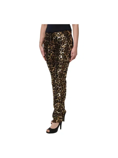 Spodnie Dolce And Gabbana z cekinami w panterkę żółte