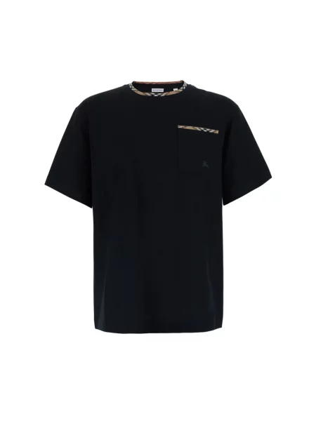 Koszulka Burberry z logo w kratę czarna