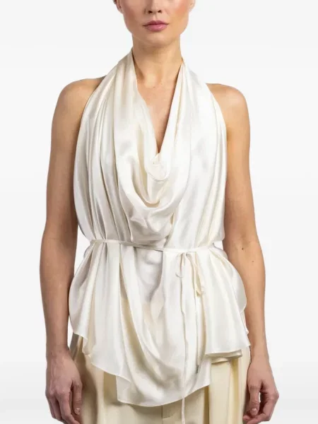 Bluză Wardrobe.nyc din satin cu gât halter