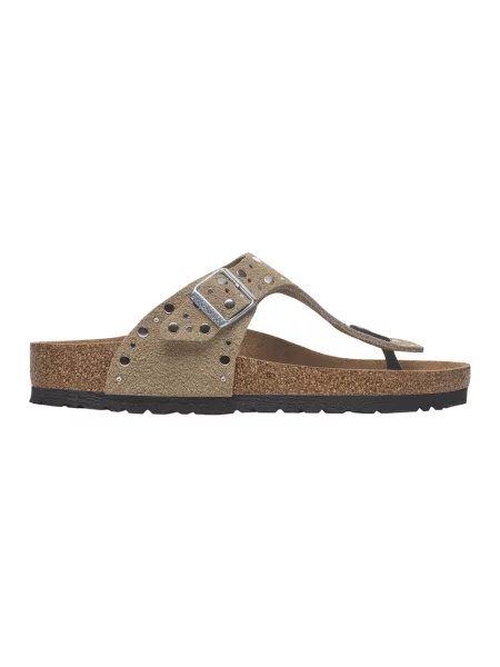 Klapki Birkenstock zamszowe z nitami szare