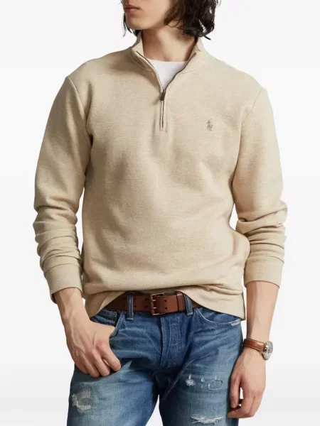 Tricou polo Polo Ralph Lauren cu glugă cu blană cu broderie roșu