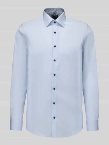 Koszula biznesowa o kroju slim fit z kołnierzykiem typu kent Olymp Level 5 błękitna