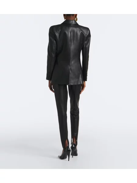 Leggings Balmain din piele negru